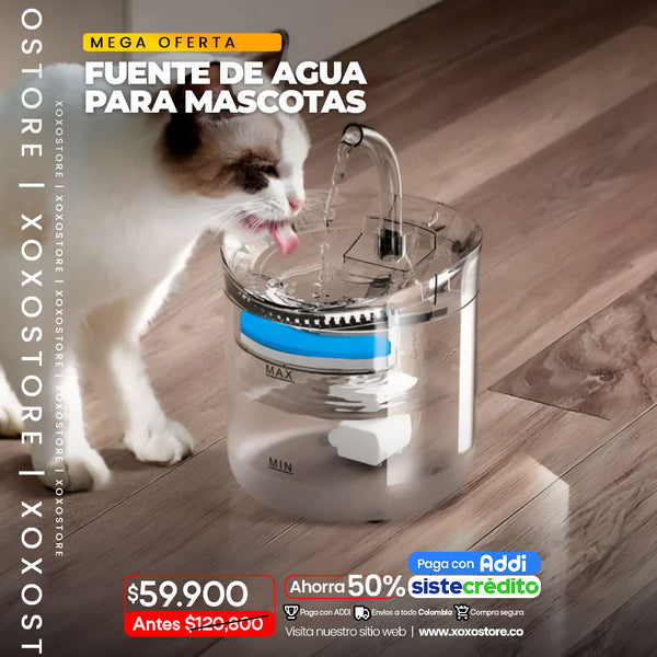 Fuente de cristal para perros  y gatos