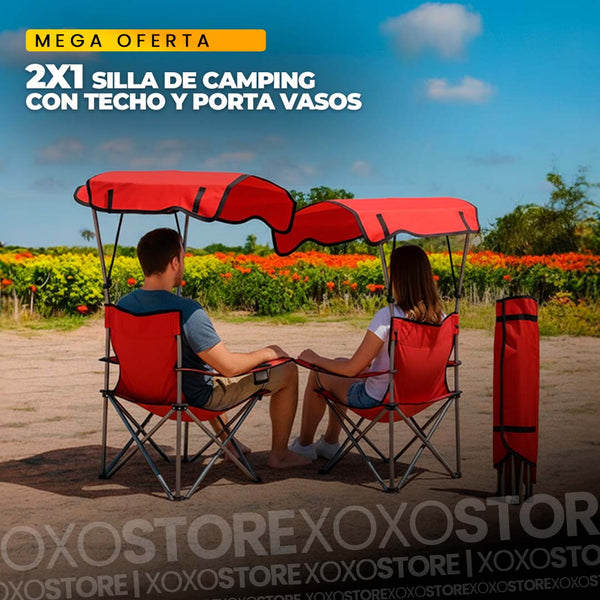 2X1 sillas de camping con techo y portavasos