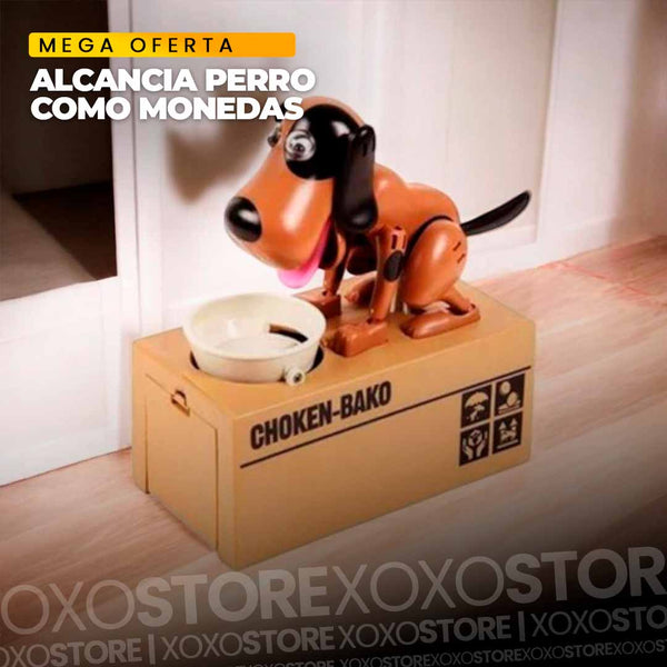 Alcancia perro come monedas