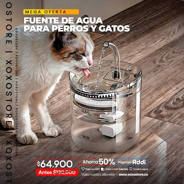 Fuente de cristal para perros  y gatos