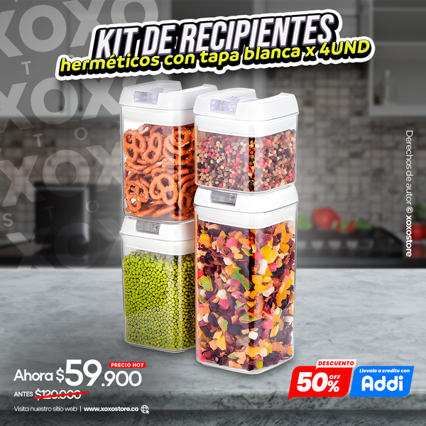 Kit de recipientes hermeticos por 4 unidades