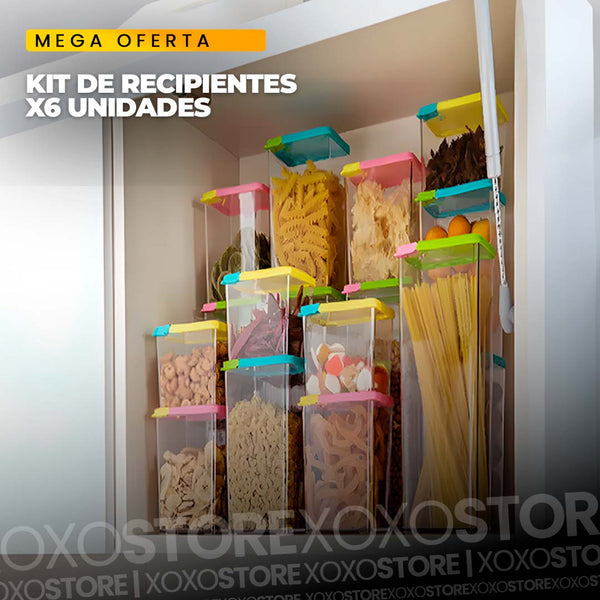 Kit de recipientes por 7 tapa de colores para cocina