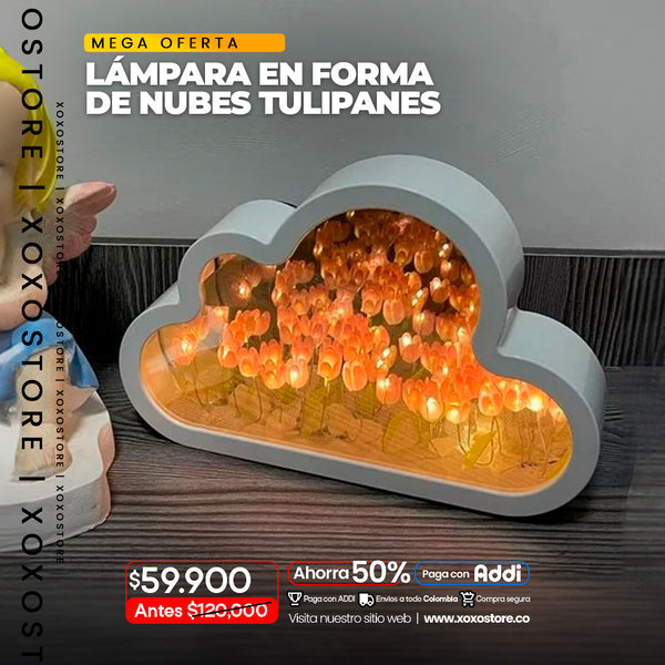 Lampara de nube con tulipanes