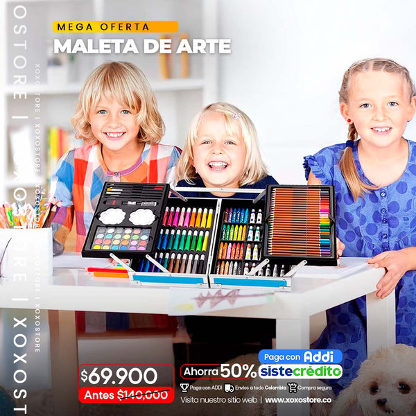 Kit de arte maleta metalica por 145 piezas