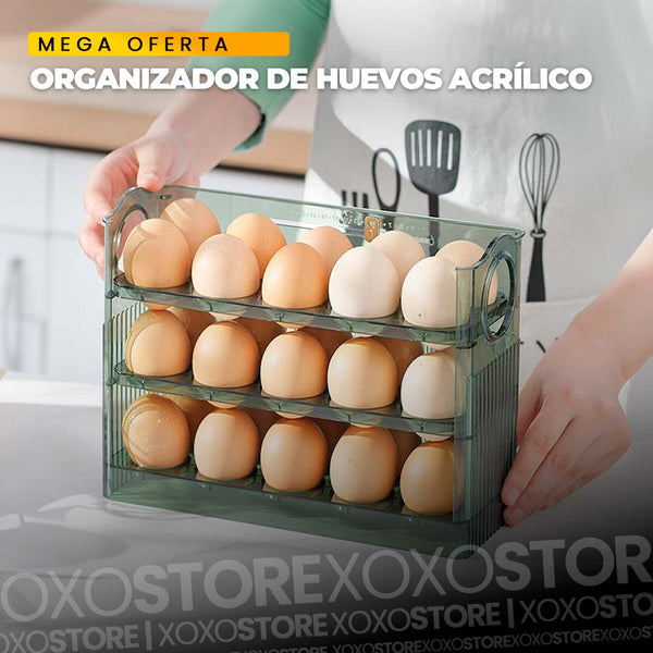 Organizador de huevos acrilico de 3 niveles