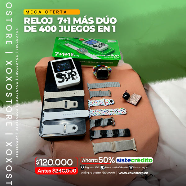 reloj 7+1 mas consola de 400 juegos