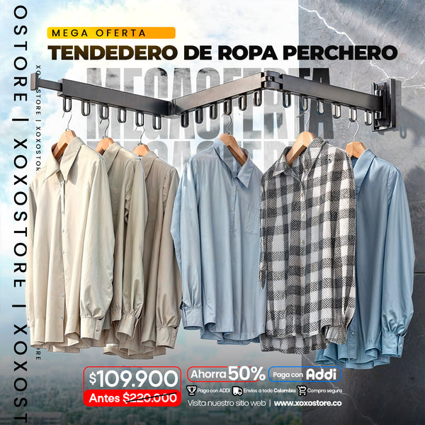 Tendedero de ropa plegable tubo negro