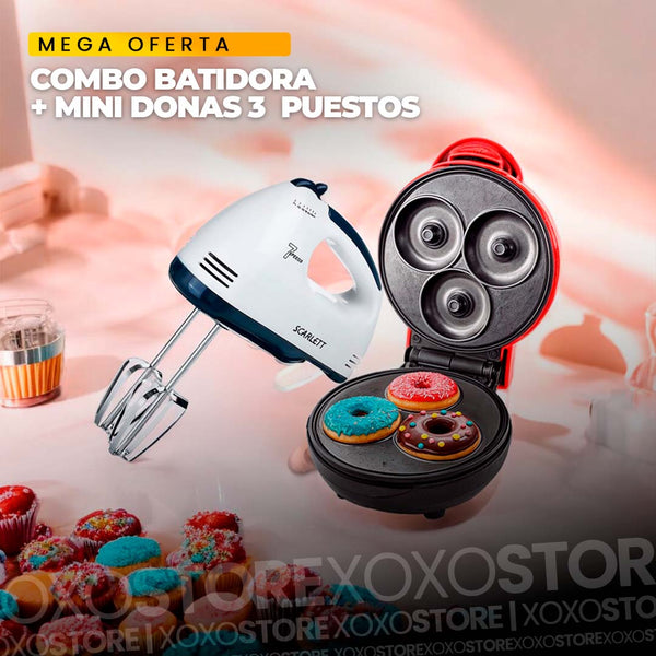 Super combo batidora + maquina de hacer donas de 3 puestos