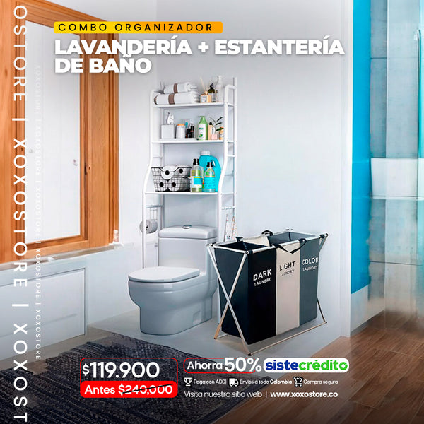 Estanteria de baño+organizador de lavanderia COMBO BAÑO