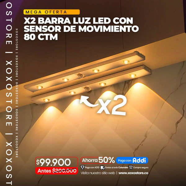 2X1 Barra de luz led con sensor de movimiento de 80 ctm